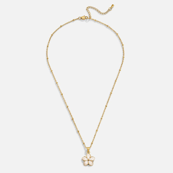 White Sakura Bloom Gold Necklace