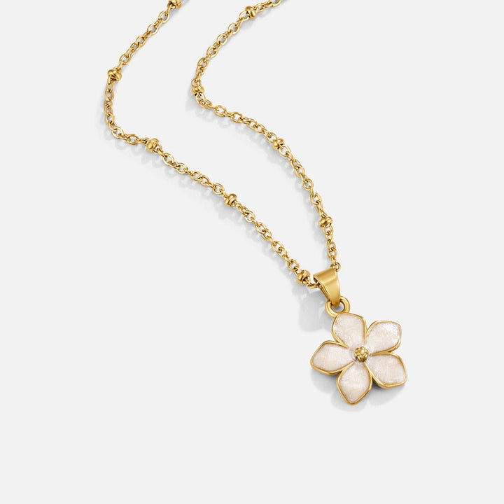 White Sakura Bloom Gold Necklace