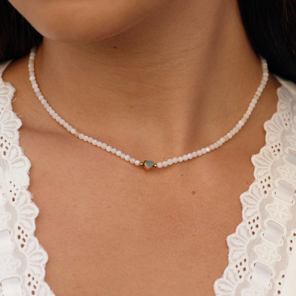 White Selene Bead  Necklace